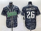 Men's Philadelphia Eagles #26 Saquon Barkley Gray Camo Cool Base Baseball Stitched Jersey,baseball caps,new era cap wholesale,wholesale hats